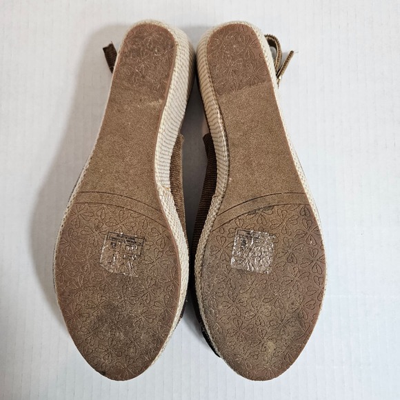 Brown CITE Women's Corduroy Slingback Wedge Open Toe Espadrille Size 8 Y2K Style - Picture 4 of 8